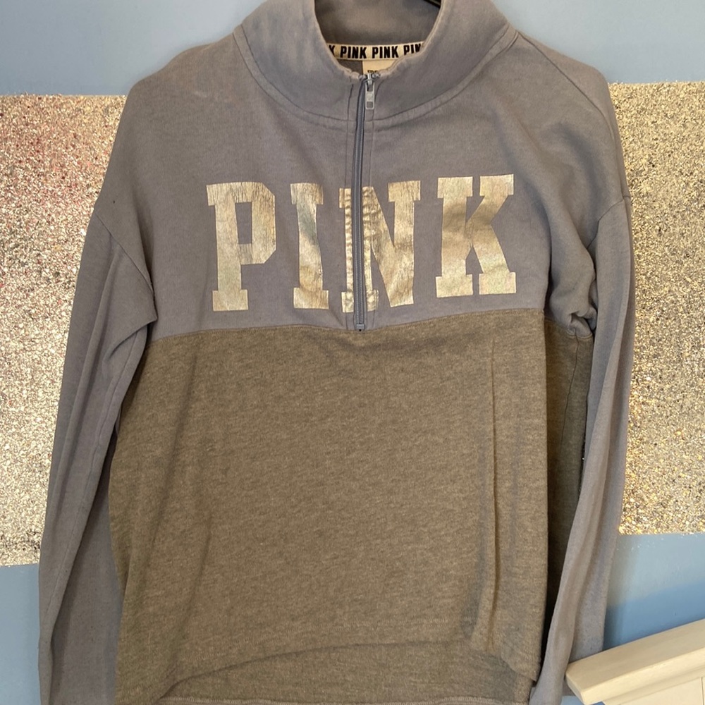Blue and gray quarter zip